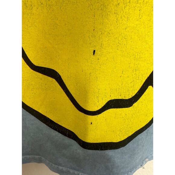 Nirvana Sz S Smiley Face Graphic T-Shirt Blue Gray Distressed Short Sleeve Flaws - Picture 7 of 9